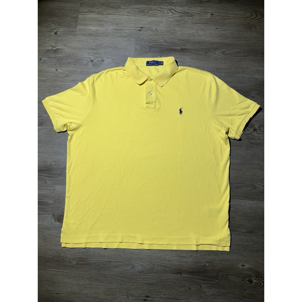 Polo Ralph Lauren Custom Fit Yellow Polo Shirt Men L Pony Logo Cotton
